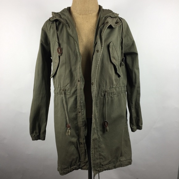 Hm Mens Green Military Parka Jacket 